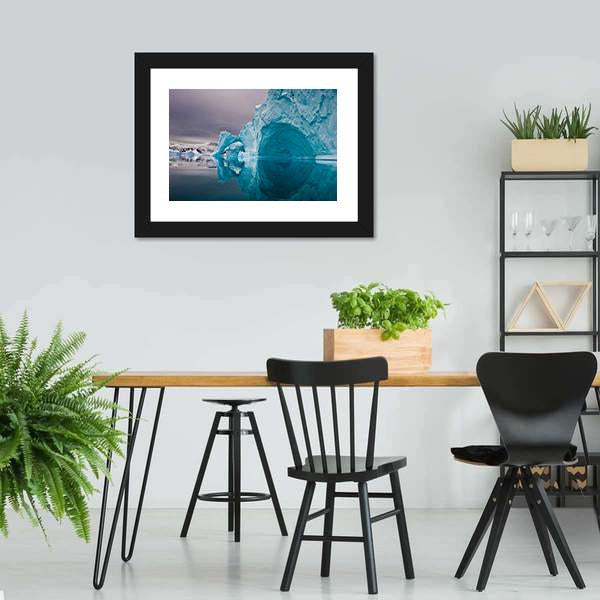Giant Icebergs Before Sunrise Canvas Wall Art-3 Horizontal-Gallery Wrap-25" x 16"-Tiaracle