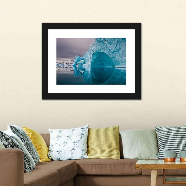 Giant Icebergs Before Sunrise Canvas Wall Art-3 Horizontal-Gallery Wrap-25" x 16"-Tiaracle