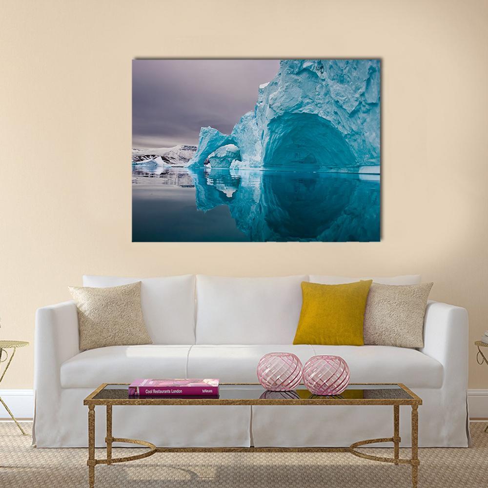 Giant Icebergs Before Sunrise Canvas Wall Art-1 Piece-Gallery Wrap-48" x 32"-Tiaracle