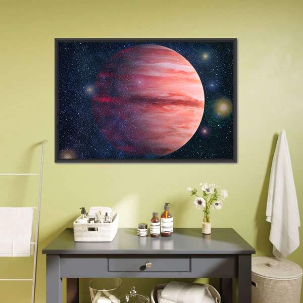 Giant Red Gas Planet Canvas Wall Art-1 Piece-Floating Frame-24" x 16"-Tiaracle