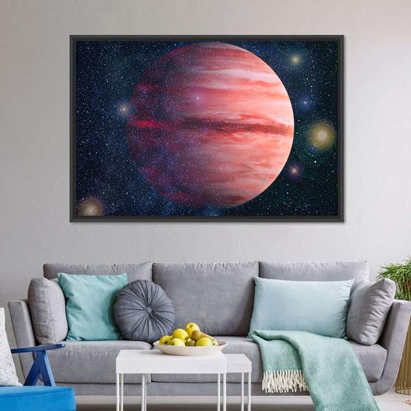 Giant Red Gas Planet Canvas Wall Art-3 Horizontal-Gallery Wrap-25" x 16"-Tiaracle