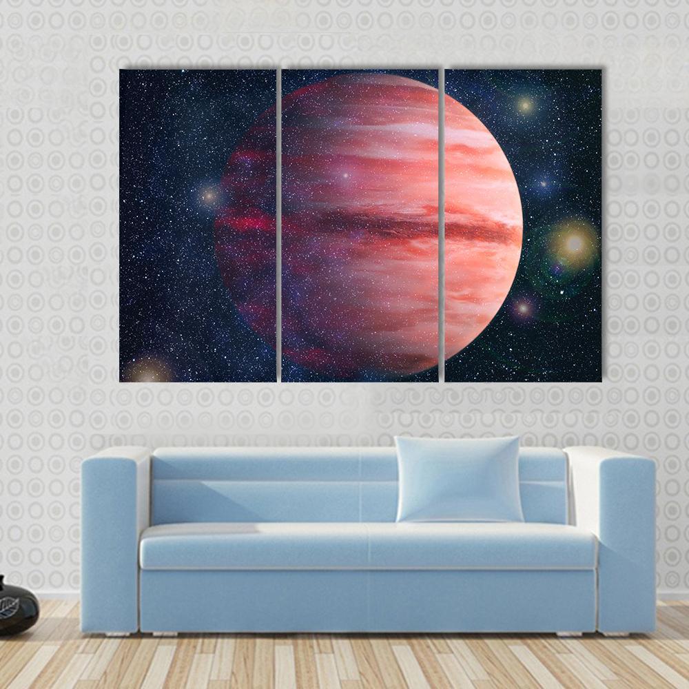 Giant Red Gas Planet Canvas Wall Art-3 Horizontal-Gallery Wrap-37" x 24"-Tiaracle