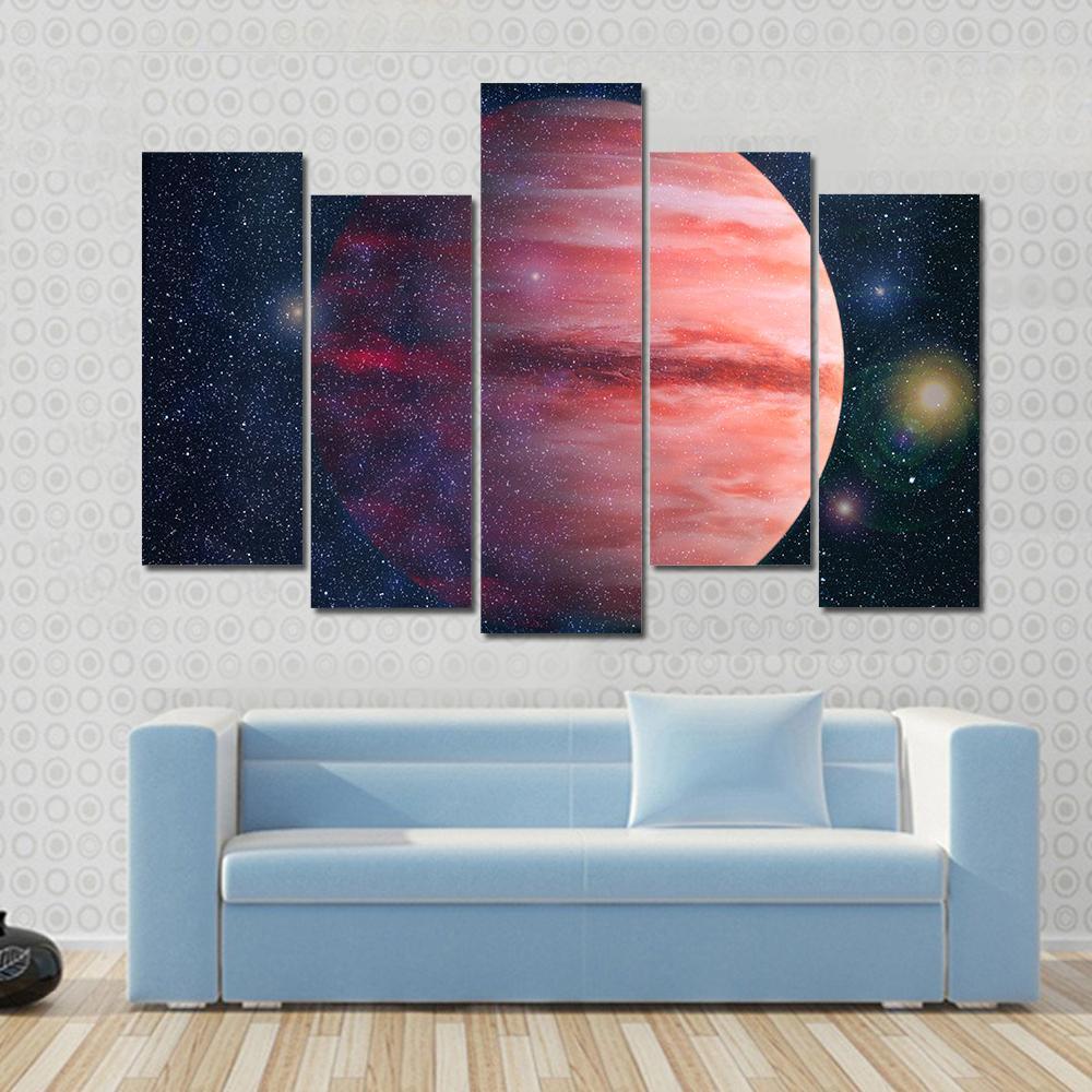 Giant Red Gas Planet Canvas Wall Art-5 Pop-Gallery Wrap-47" x 32"-Tiaracle