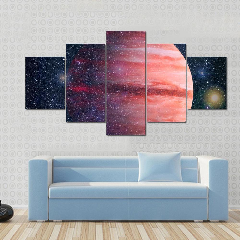 Giant Red Gas Planet Canvas Wall Art-5 Star-Gallery Wrap-62" x 32"-Tiaracle