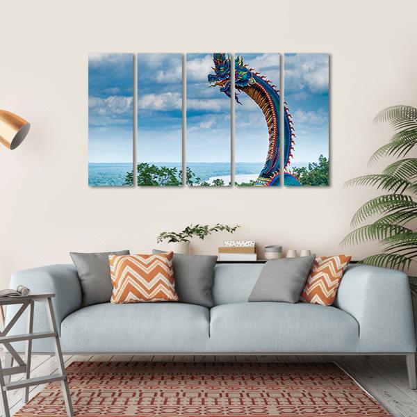 Giant Thai Naga Statue Canvas Wall Art-5 Horizontal-Gallery Wrap-22" x 12"-Tiaracle