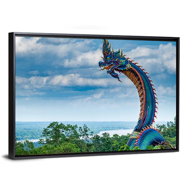Giant Thai Naga Statue Canvas Wall Art-3 Horizontal-Gallery Wrap-25" x 16"-Tiaracle