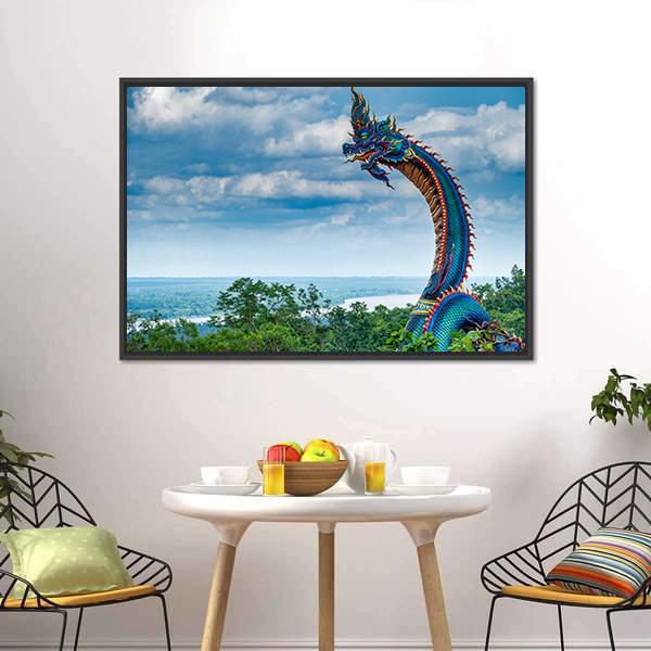 Giant Thai Naga Statue Canvas Wall Art-3 Horizontal-Gallery Wrap-25" x 16"-Tiaracle