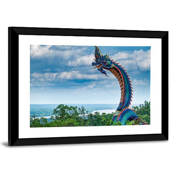 Giant Thai Naga Statue Canvas Wall Art-3 Horizontal-Gallery Wrap-25" x 16"-Tiaracle