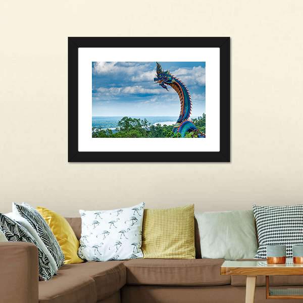 Giant Thai Naga Statue Canvas Wall Art-3 Horizontal-Gallery Wrap-25" x 16"-Tiaracle