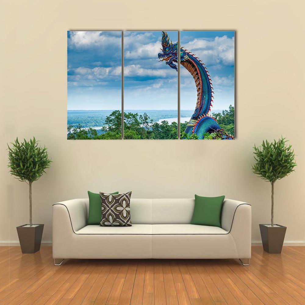 Giant Thai Naga Statue Canvas Wall Art-3 Horizontal-Gallery Wrap-37" x 24"-Tiaracle