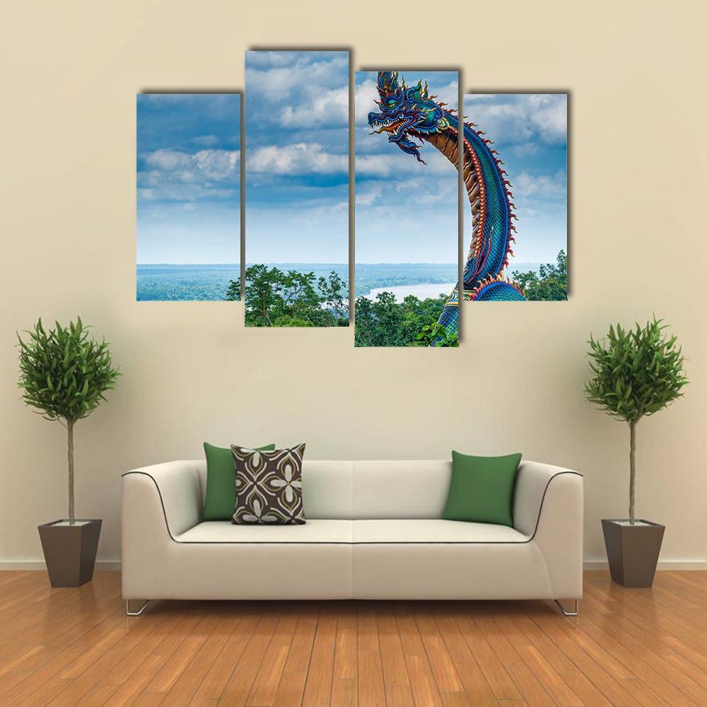 Giant Thai Naga Statue Canvas Wall Art-4 Pop-Gallery Wrap-50" x 32"-Tiaracle