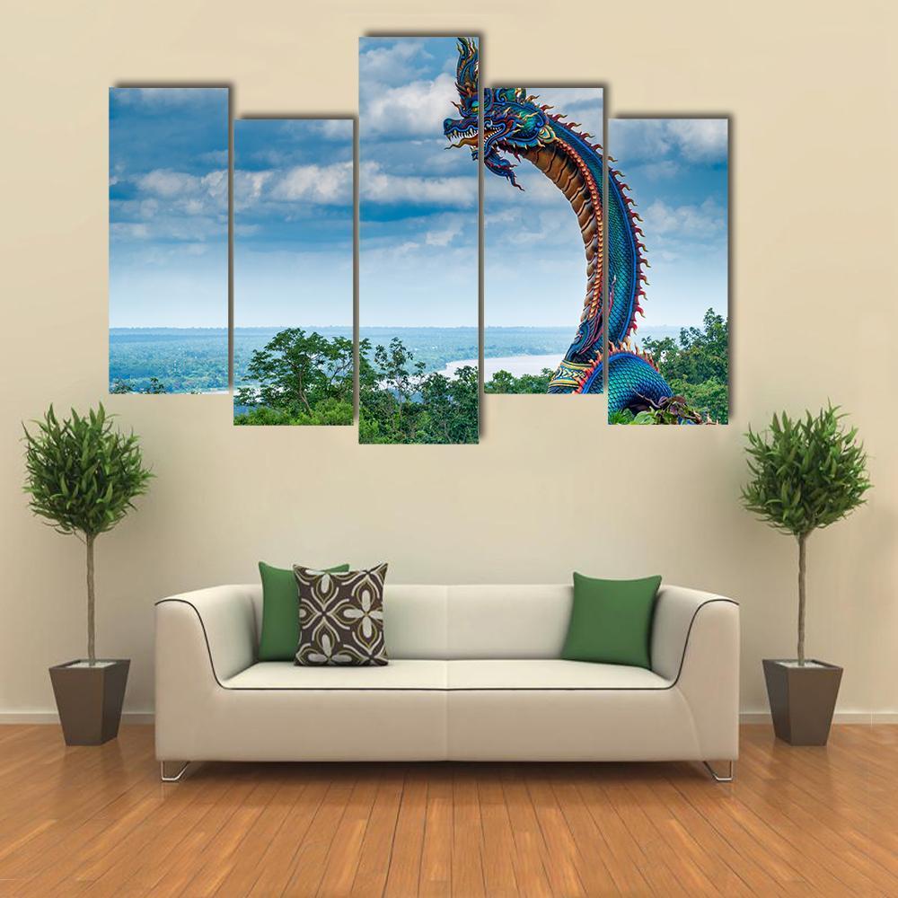 Giant Thai Naga Statue Canvas Wall Art-5 Pop-Gallery Wrap-47" x 32"-Tiaracle