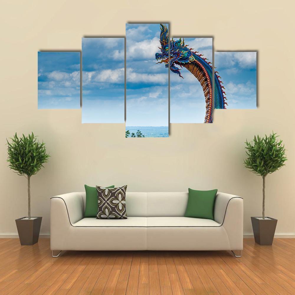 Giant Thai Naga Statue Canvas Wall Art-5 Star-Gallery Wrap-62" x 32"-Tiaracle