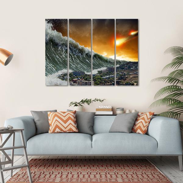 Giant Tsunami Waves Canvas Wall Art-4 Horizontal-Gallery Wrap-34" x 24"-Tiaracle