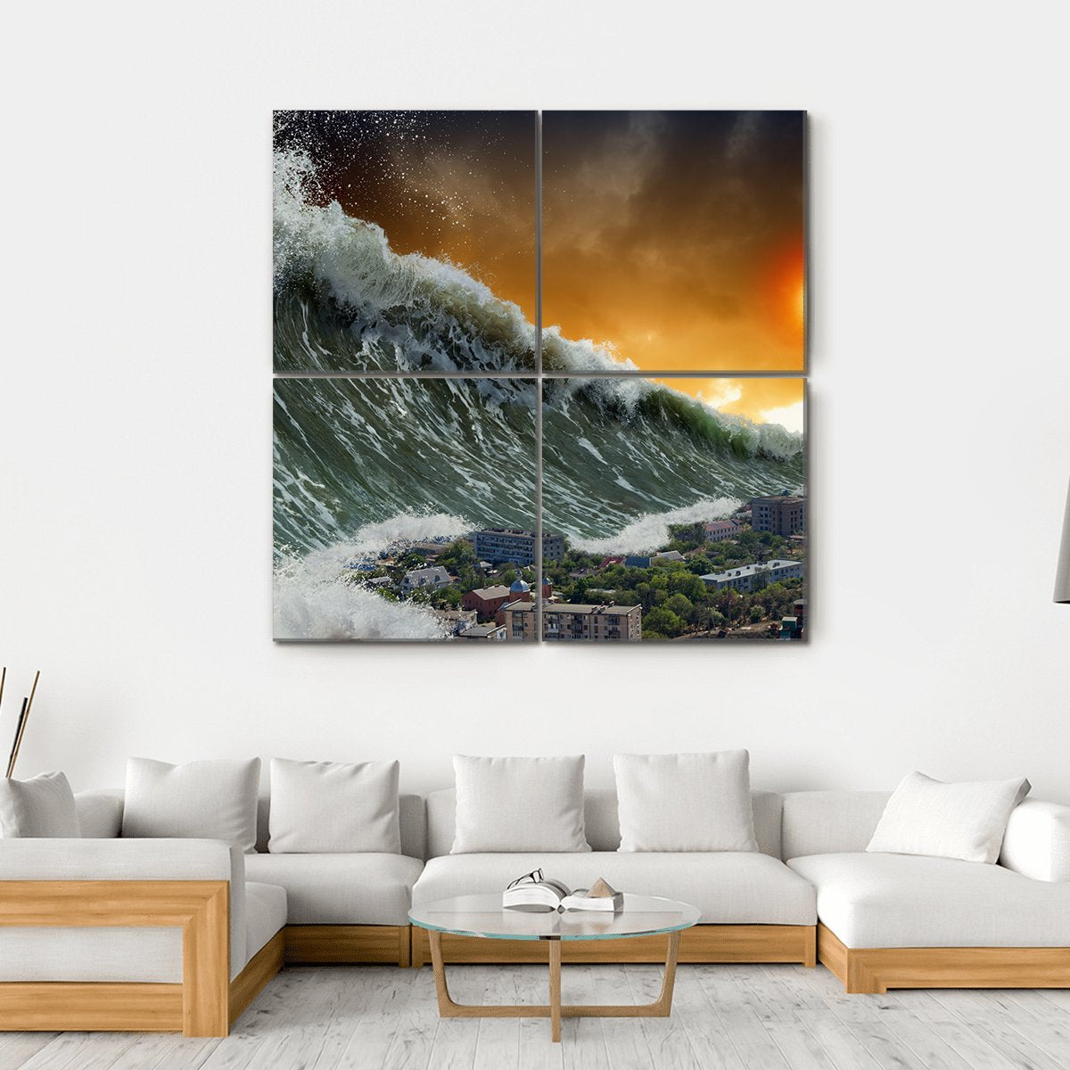 Giant Tsunami Waves Canvas Wall Art-4 Square-Gallery Wrap-17" x 17"-Tiaracle