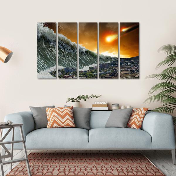Giant Tsunami Waves Canvas Wall Art-5 Horizontal-Gallery Wrap-22" x 12"-Tiaracle