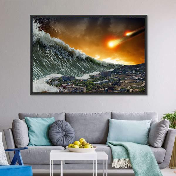 Giant Tsunami Waves Canvas Wall Art-5 Horizontal-Gallery Wrap-22" x 12"-Tiaracle