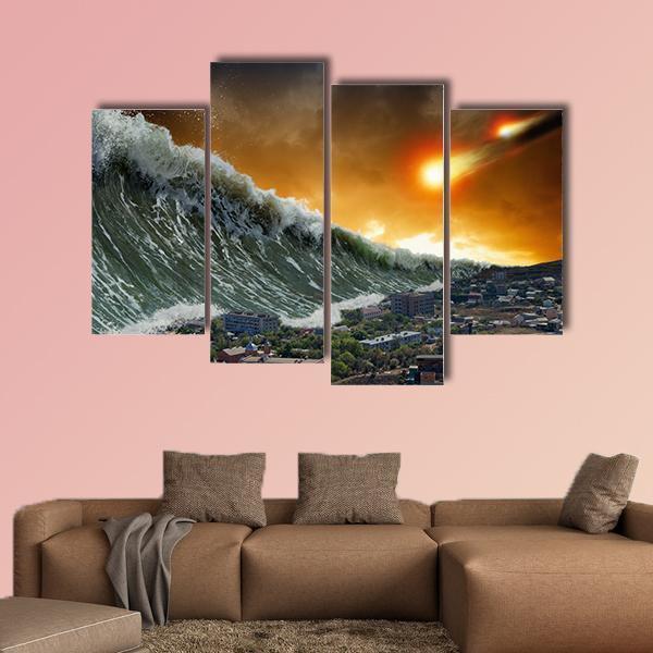 Giant Tsunami Waves Canvas Wall Art-4 Pop-Gallery Wrap-50" x 32"-Tiaracle