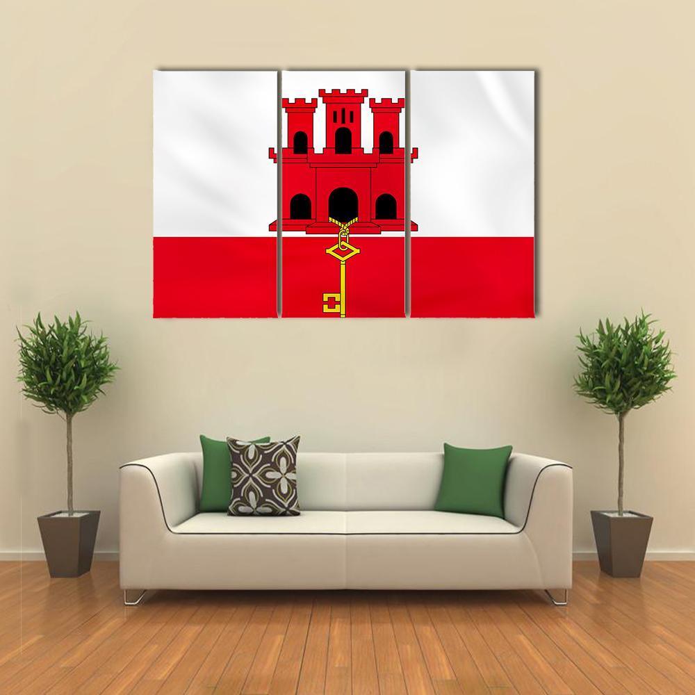 Gibraltar Flag Canvas Wall Art-3 Horizontal-Gallery Wrap-37" x 24"-Tiaracle