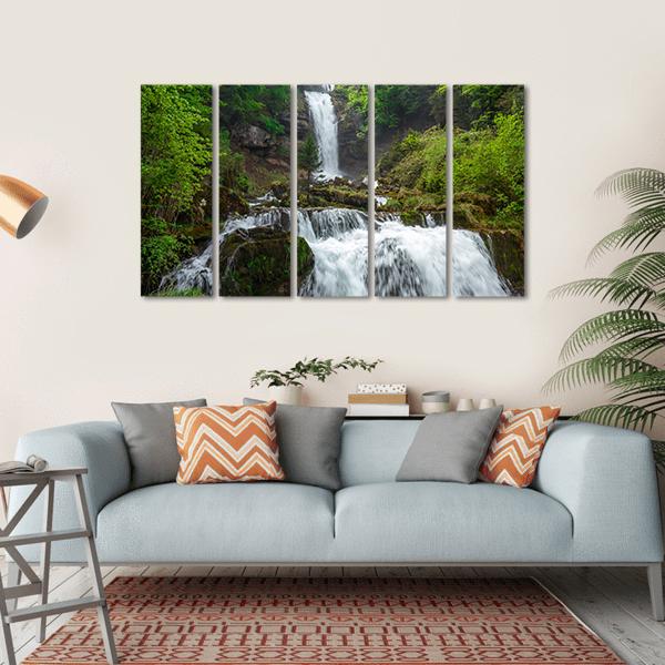 Giessbach Waterfall Canvas Wall Art-5 Horizontal-Gallery Wrap-22" x 12"-Tiaracle