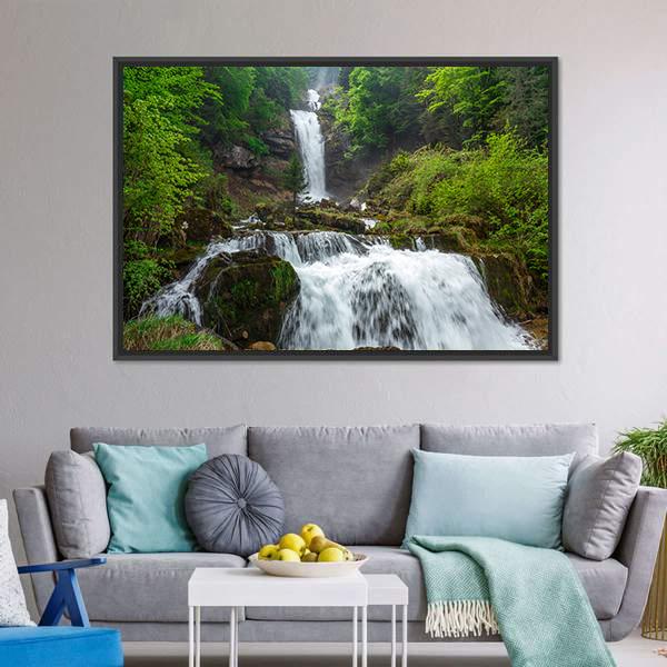 Giessbach Waterfall Canvas Wall Art-5 Horizontal-Gallery Wrap-22" x 12"-Tiaracle