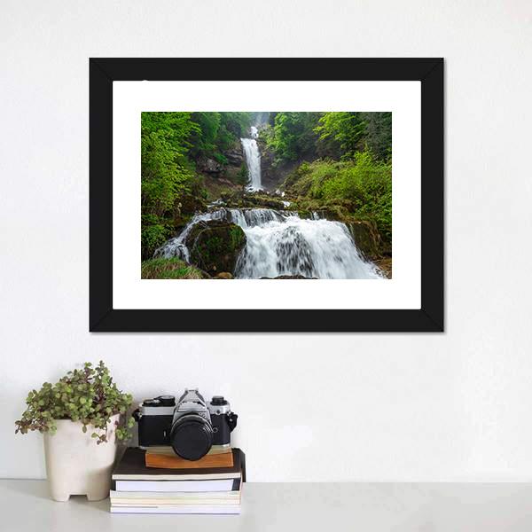 Giessbach Waterfall Canvas Wall Art-1 Piece-Framed Print-20" x 16"-Tiaracle