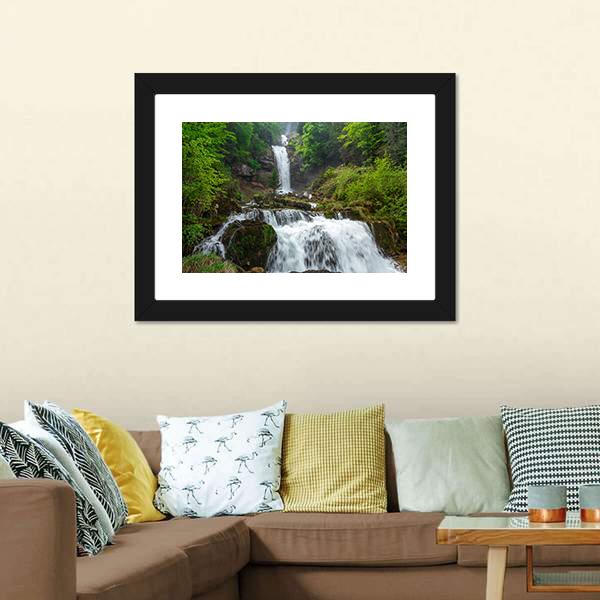 Giessbach Waterfall Canvas Wall Art-5 Horizontal-Gallery Wrap-22" x 12"-Tiaracle