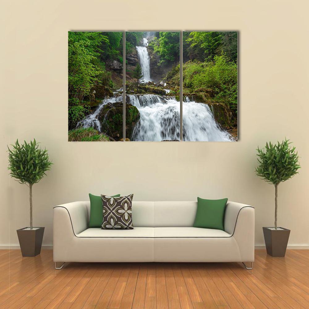 Giessbach Waterfall Canvas Wall Art-3 Horizontal-Gallery Wrap-37" x 24"-Tiaracle