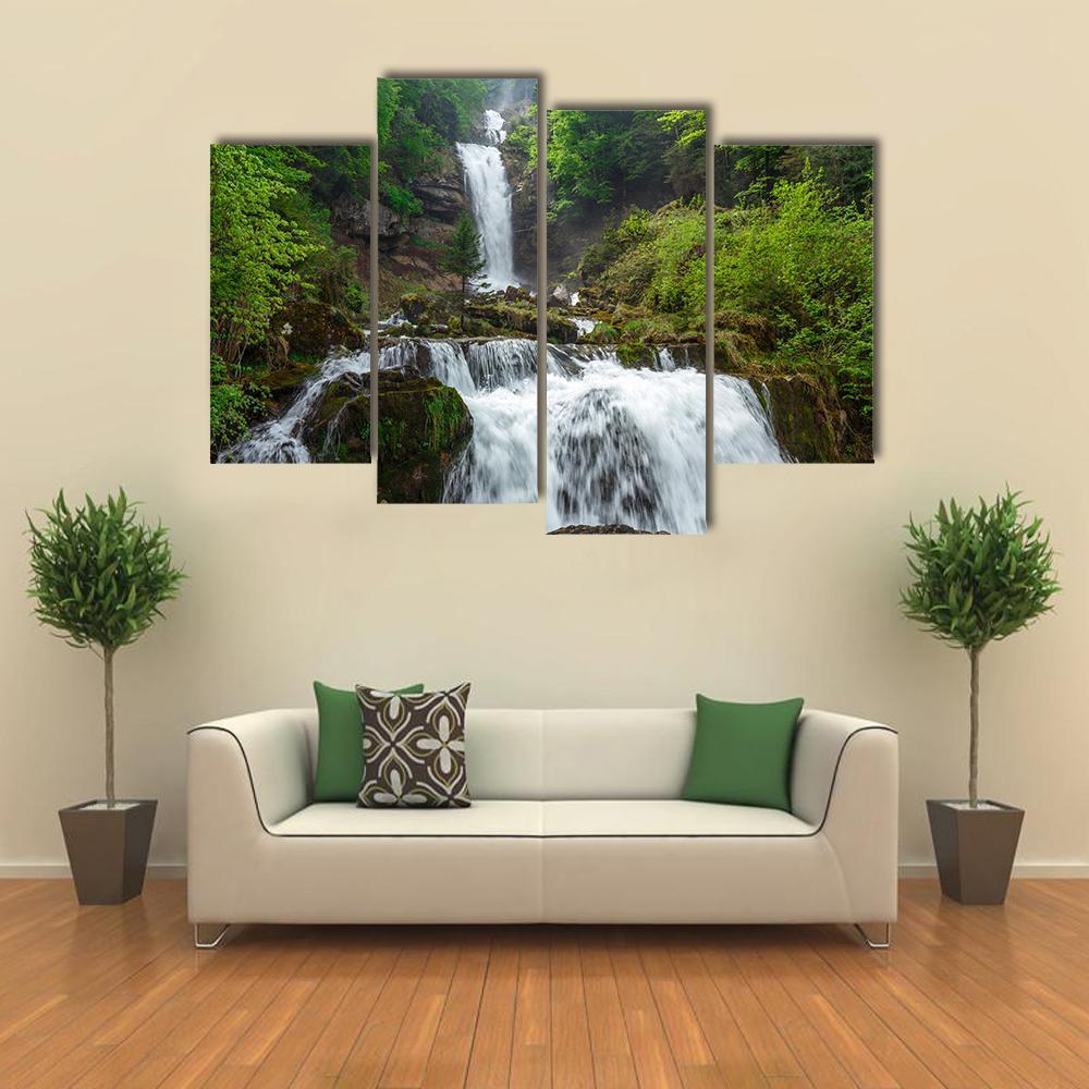 Giessbach Waterfall Canvas Wall Art-4 Pop-Gallery Wrap-50" x 32"-Tiaracle