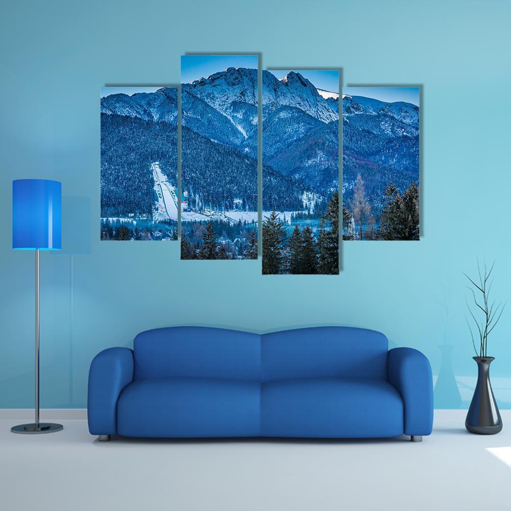 Giewont Peak In Winter Canvas Wall Art-4 Pop-Gallery Wrap-50" x 32"-Tiaracle