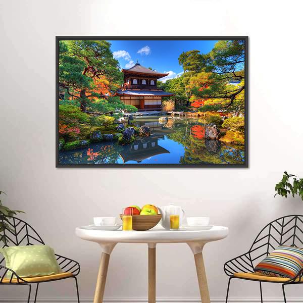 Ginkaku-Ji Temple Japan Canvas Wall Art-3 Horizontal-Gallery Wrap-25" x 16"-Tiaracle