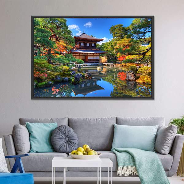 Ginkaku-Ji Temple Japan Canvas Wall Art-3 Horizontal-Gallery Wrap-25" x 16"-Tiaracle