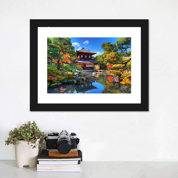 Ginkaku-Ji Temple Japan Canvas Wall Art-1 Piece-Framed Print-20" x 16"-Tiaracle