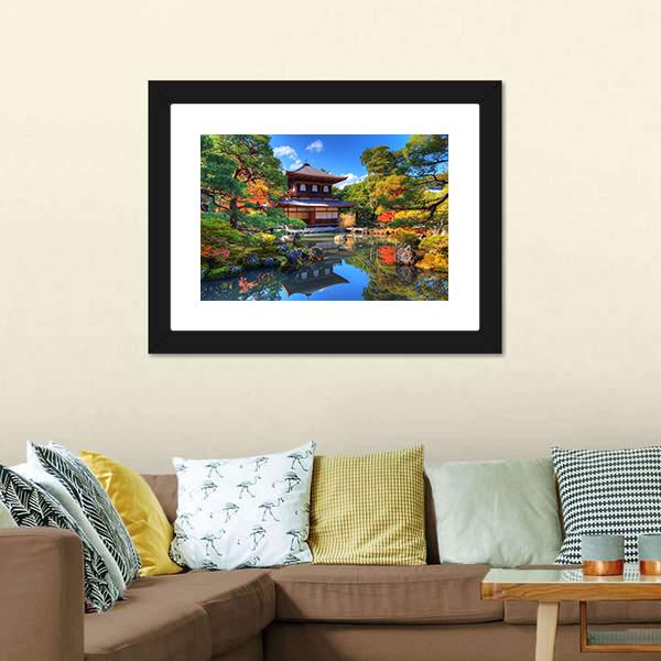 Ginkaku-Ji Temple Japan Canvas Wall Art-3 Horizontal-Gallery Wrap-25" x 16"-Tiaracle