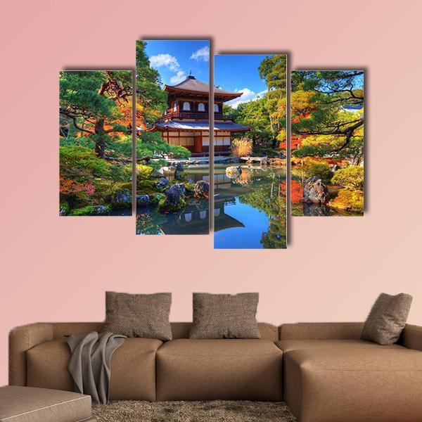 Ginkaku-Ji Temple Japan Canvas Wall Art-4 Pop-Gallery Wrap-50" x 32"-Tiaracle