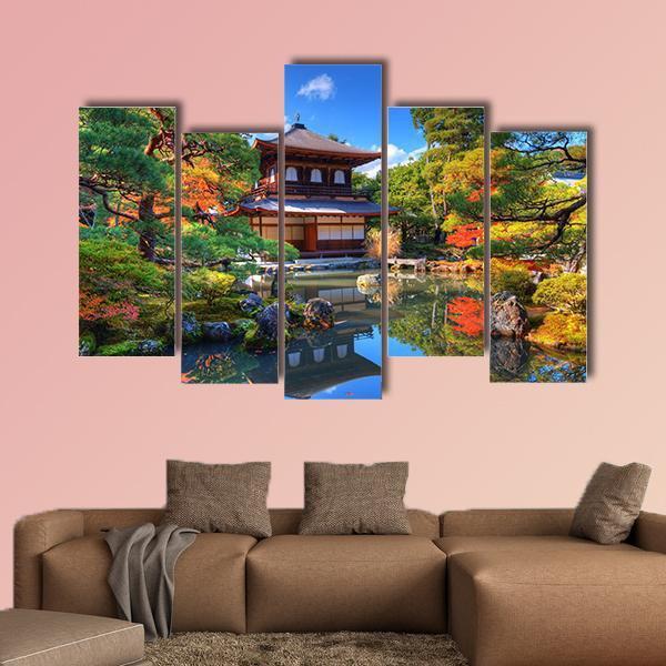 Ginkaku-Ji Temple Japan Canvas Wall Art-5 Pop-Gallery Wrap-47" x 32"-Tiaracle