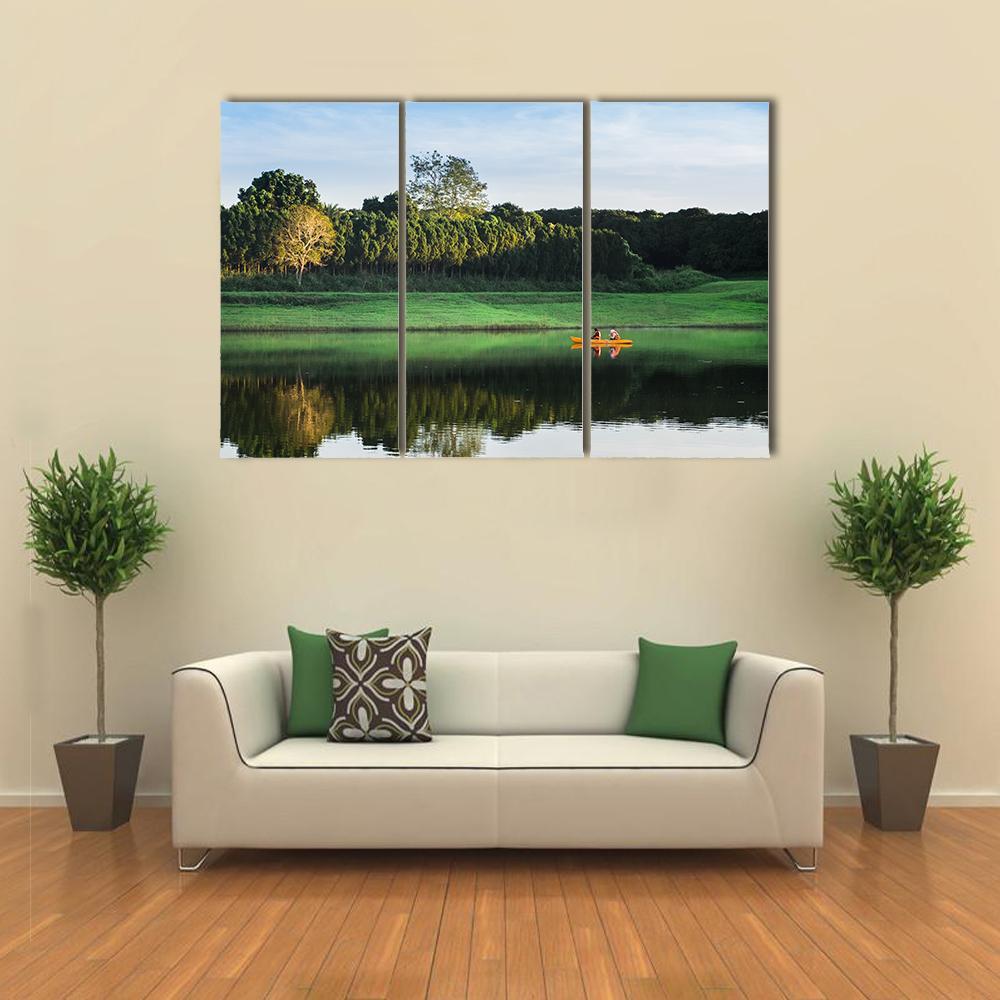 Girls Kayaking On Lake Canvas Wall Art-3 Horizontal-Gallery Wrap-37" x 24"-Tiaracle