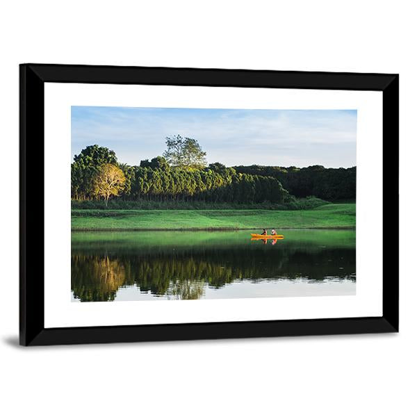 Girls Kayaking On Lake Canvas Wall Art-3 Horizontal-Gallery Wrap-25" x 16"-Tiaracle