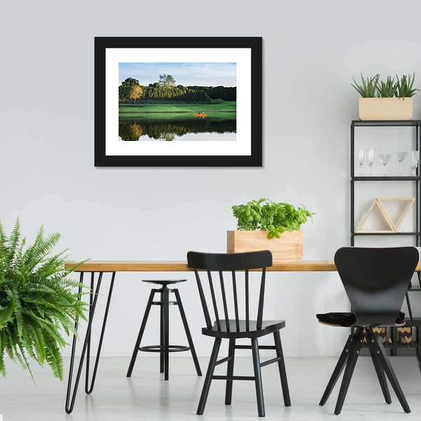 Girls Kayaking On Lake Canvas Wall Art-3 Horizontal-Gallery Wrap-25" x 16"-Tiaracle