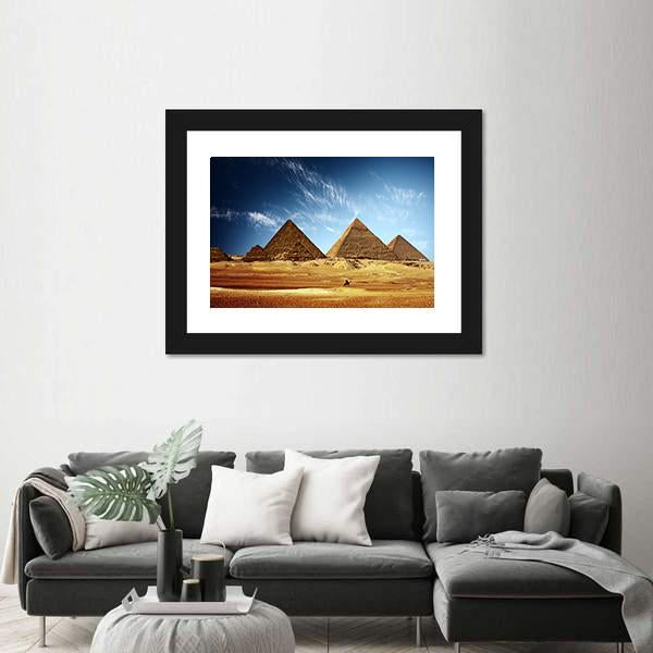 Giza Valley With Great Pyramids Canvas Wall Art-1 Piece-Framed Print-20" x 16"-Tiaracle