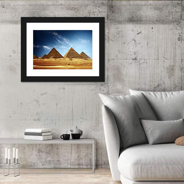 Giza Valley With Great Pyramids Canvas Wall Art-3 Horizontal-Gallery Wrap-25" x 16"-Tiaracle