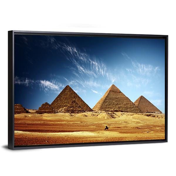 Giza Valley With Great Pyramids Canvas Wall Art-3 Horizontal-Gallery Wrap-25" x 16"-Tiaracle