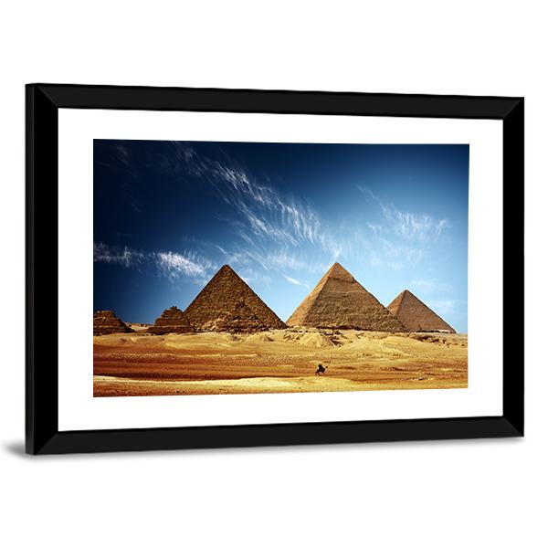 Giza Valley With Great Pyramids Canvas Wall Art-5 Horizontal-Gallery Wrap-22" x 12"-Tiaracle