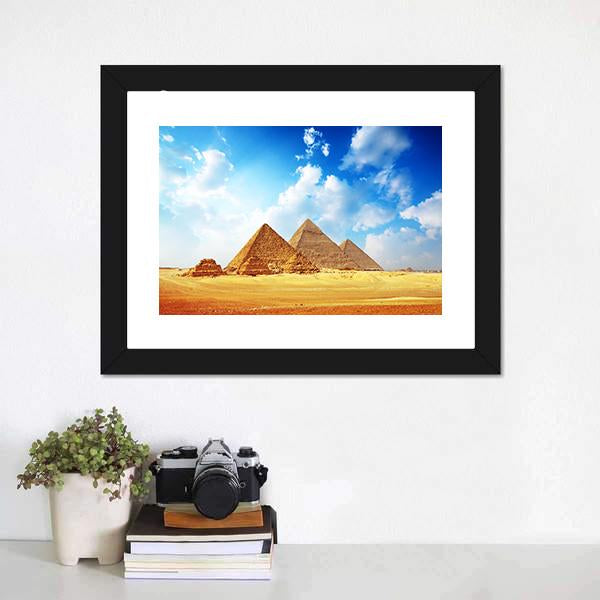 Giza Valley With Pyramids Vertical Canvas Wall Art-3 Vertical-Gallery Wrap-12" x 25"-Tiaracle