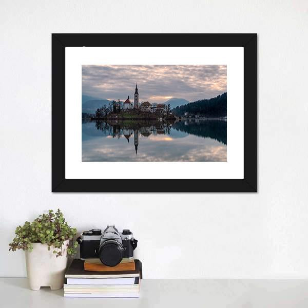 Glacial Lake Bled Canvas Wall Art-1 Piece-Framed Print-20" x 16"-Tiaracle
