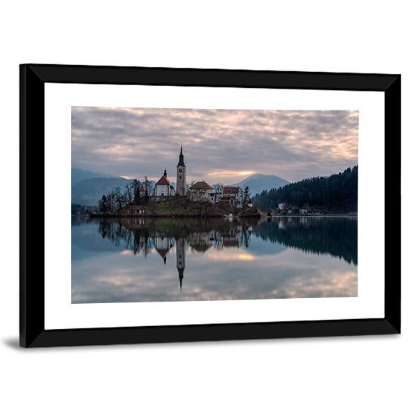 Glacial Lake Bled Canvas Wall Art-3 Horizontal-Gallery Wrap-25" x 16"-Tiaracle