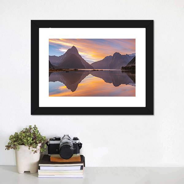 Glacier At Milford Sound Canvas Wall Art-1 Piece-Framed Print-20" x 16"-Tiaracle