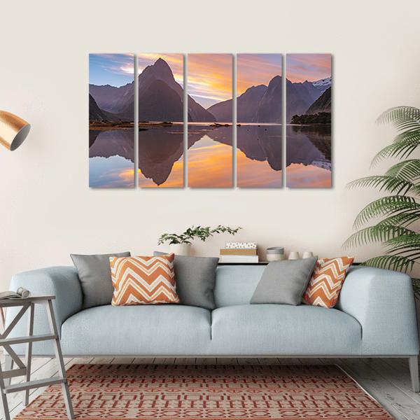 Glacier At Milford Sound Canvas Wall Art-5 Horizontal-Gallery Wrap-22" x 12"-Tiaracle