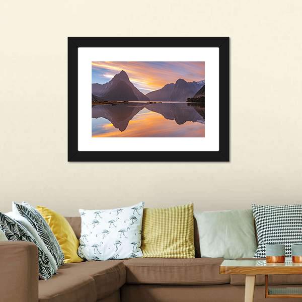 Glacier At Milford Sound Canvas Wall Art-5 Horizontal-Gallery Wrap-22" x 12"-Tiaracle