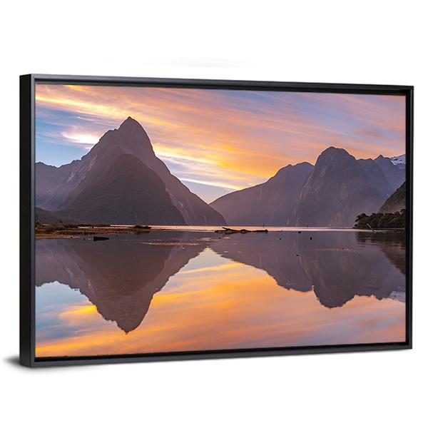 Glacier At Milford Sound Canvas Wall Art-5 Horizontal-Gallery Wrap-22" x 12"-Tiaracle